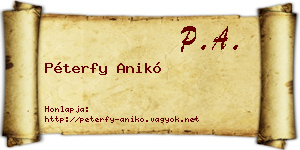 Péterfy Anikó névjegykártya